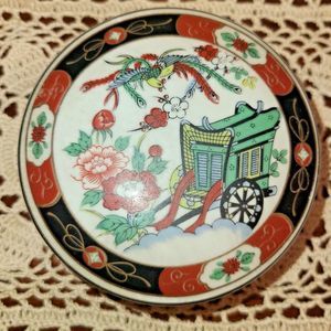 Vintage Imari Porcelain Ware Lidded Trinket Dish Floral Oriental Design
